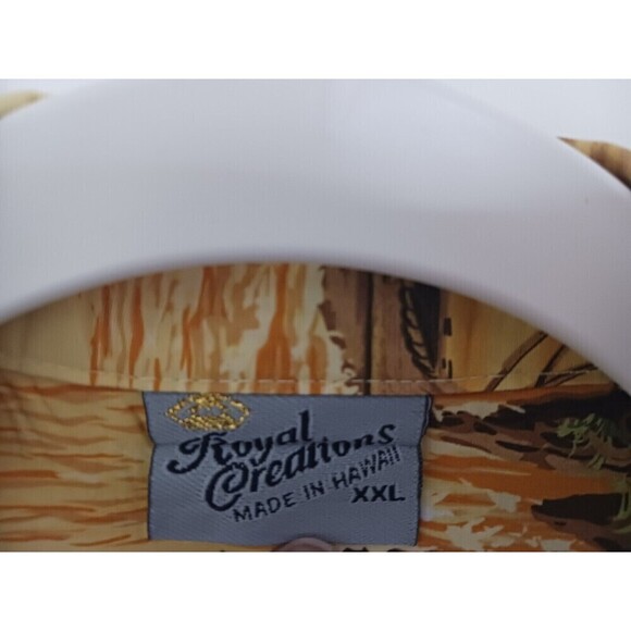 Royal Creations Hawaiian Mens Shirt Short Sleeve Floral Aloha Yellow 2XL - Picture 3 of 4